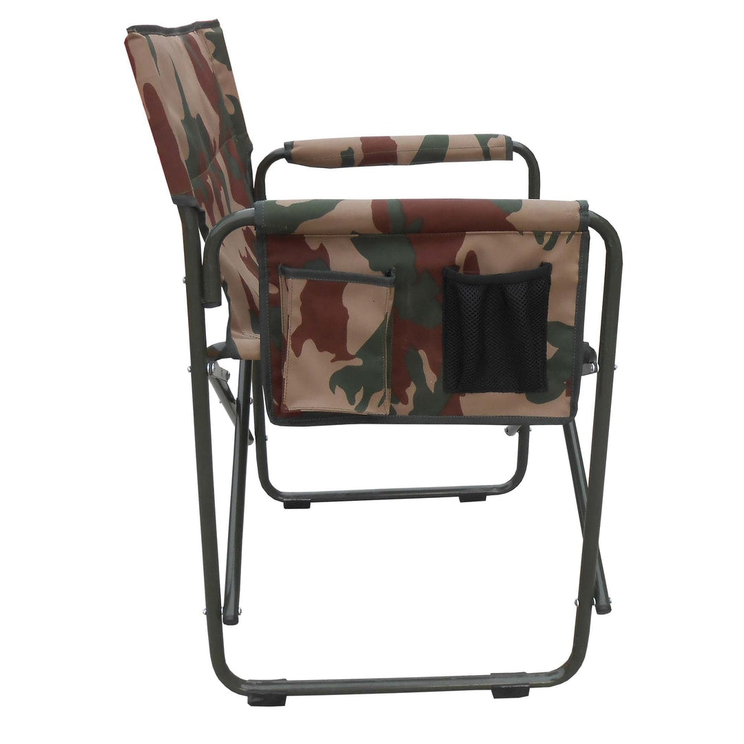 Camping Folding Chair With Arms Frame Iron Camouflage